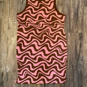 Pink and Brown Wavy Pattern Dress